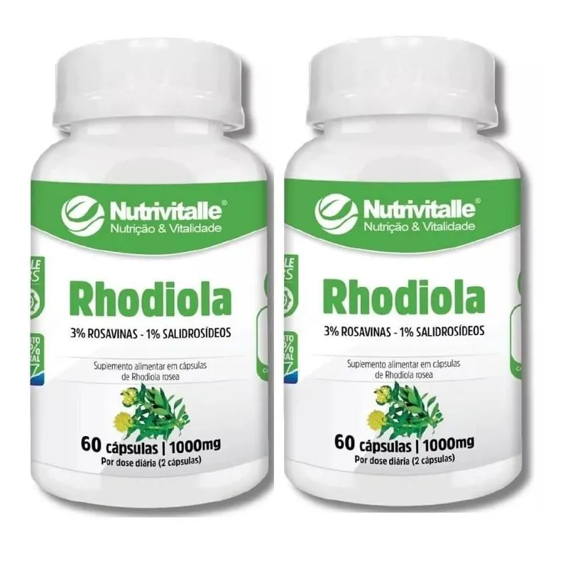 Kit 2 Un Rhodiola 1000mg 60 Cáps. Nutrivitalle