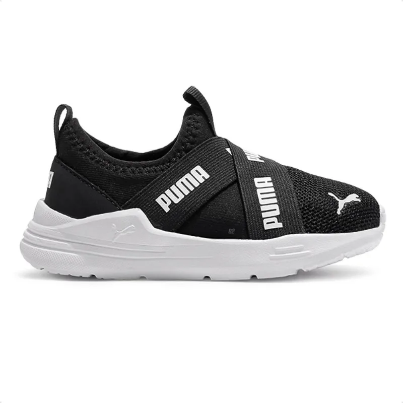 Tênis Puma Wired Run Slip On Infantil 25 / Preto / Branco
