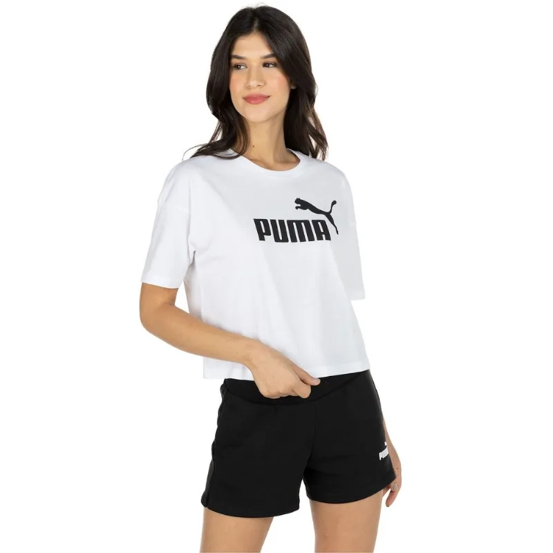 Blusa Feminina Manga Curta Cropped Puma Essentials Logo Tee 150
