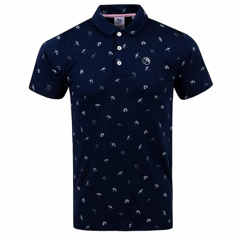 Puma x Arnold Palmer Navy Mens Dancing Umbrellas Golf Polo Shirt 533021 03 S