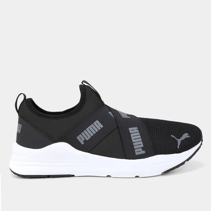 Slip On Juvenil Puma Wired Run - Unissex - Preto+Cinza