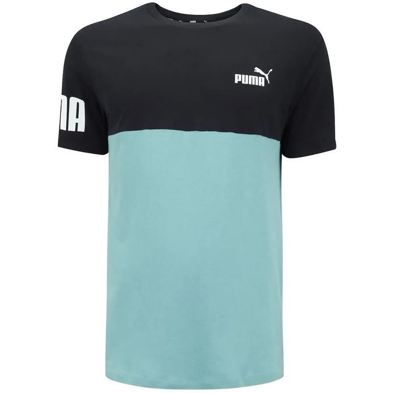 Camiseta Puma Manga Curta Power Colorblock - Masculina Azul P