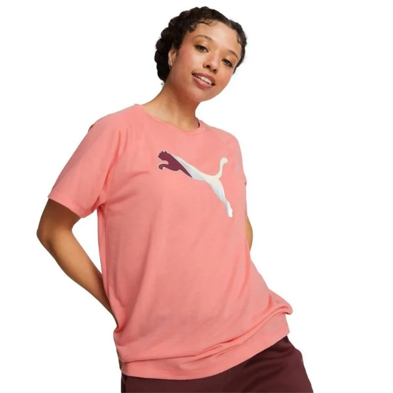 Camiseta Puma Feminina Poliéster EVOSTRIPE TEE P / Coral