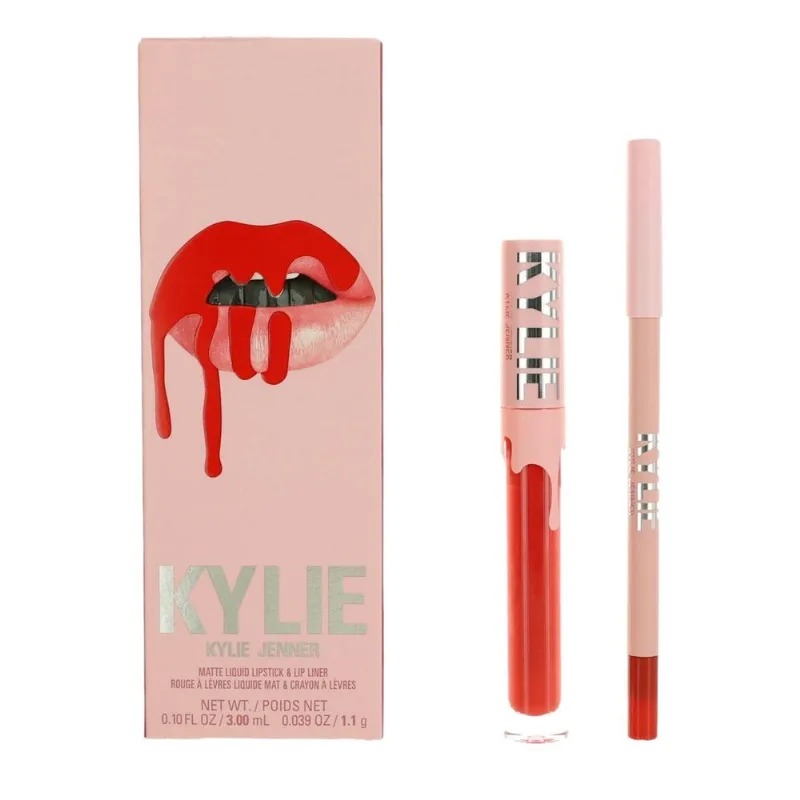 Kit De Lábios Kylie Jenner Batom Líquido Fosco E Delineador De Lábios Boss