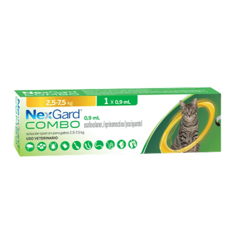 Nexgard Combo Gato de 2,6 a 7,5 kg L NEXGARD COMBO GATO DE 2,6 A 7,5 KG