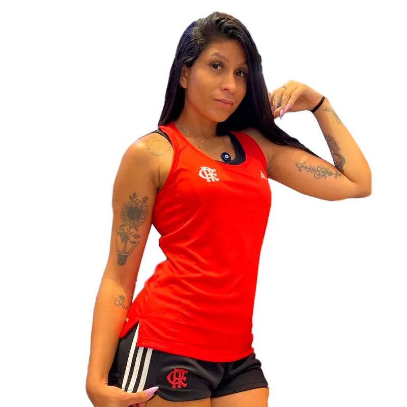 Regata Flamengo Feminina 3 Listras Costas Vermelha Adidas 2022 Vermelho GG