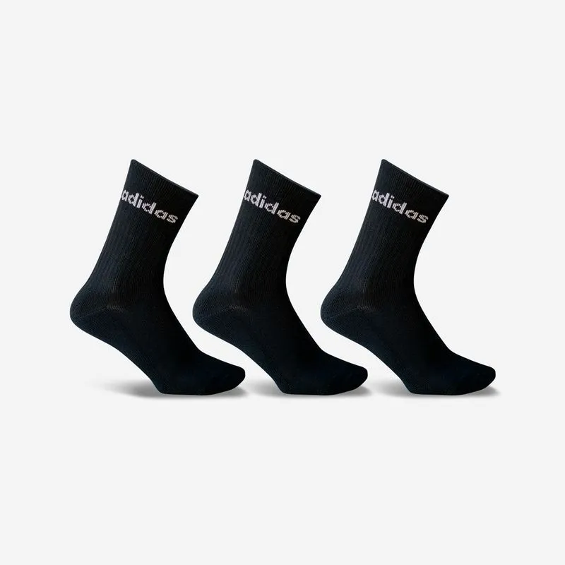 Kit 3 Pares de Meias Adultas em Algodão Cano Alto Adidas Branca Meias Esportivas de Algodão adidas Preta (03 pares), 35/37 BR