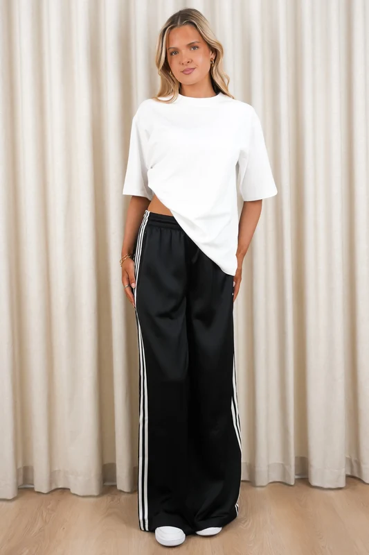 Satin Wide Leg Track Pant Black AU 14