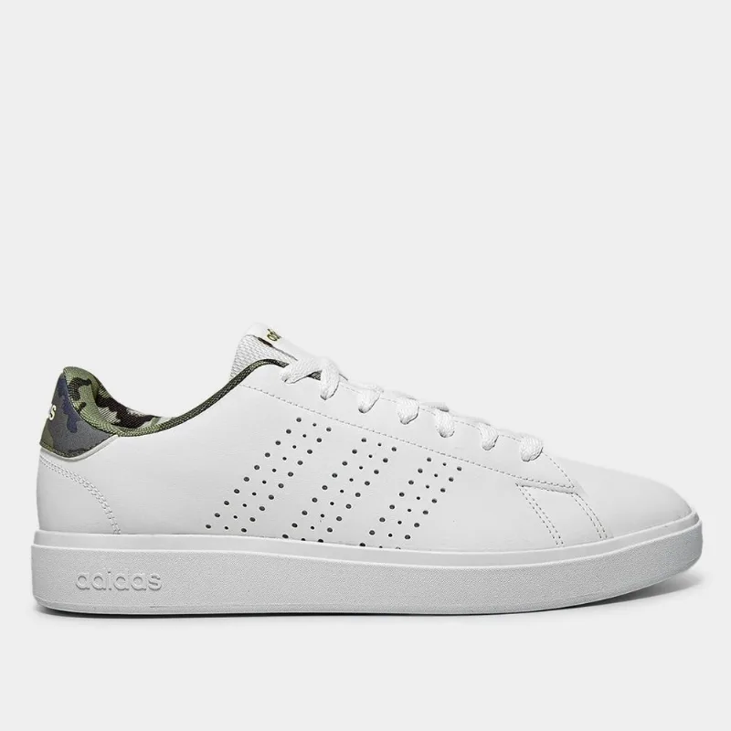 Tênis Adidas Advantage Base 2.0 Masculino - Masculino - Branco+Verde Militar