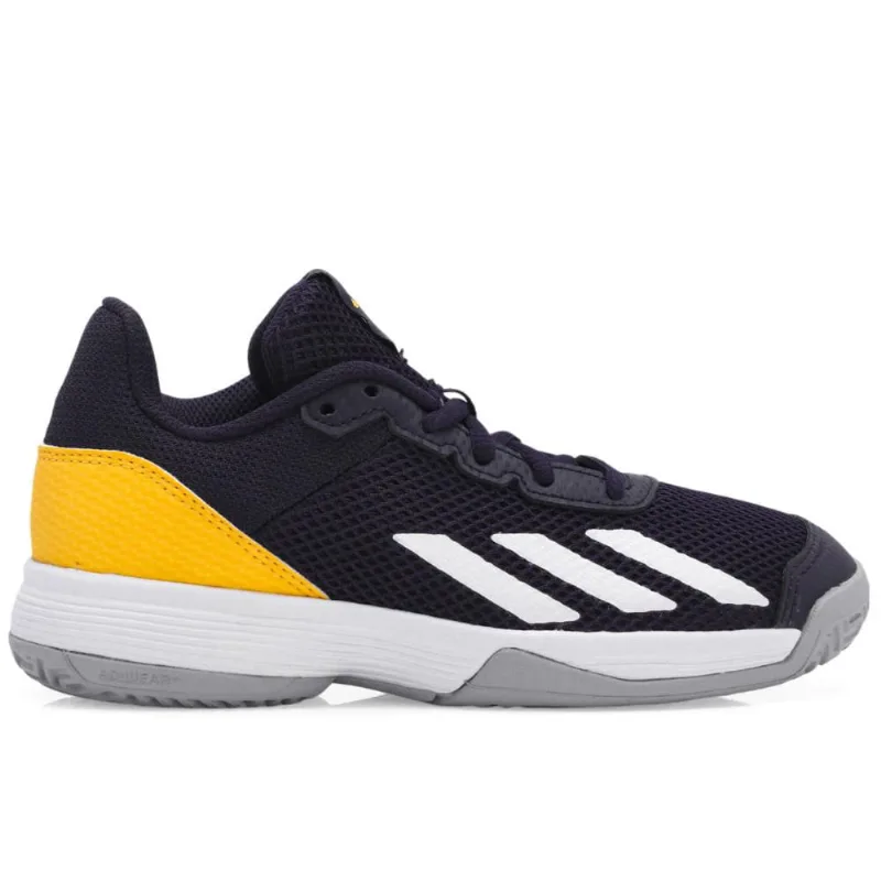 Tênis Adidas Courtflash Júnior Preto Branco e Amarelo