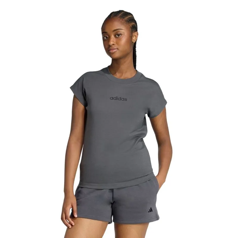 Camiseta Feminina Adidas Kc5193 Essentials Linear De Algodão 2GG / PRETO/BRANCO