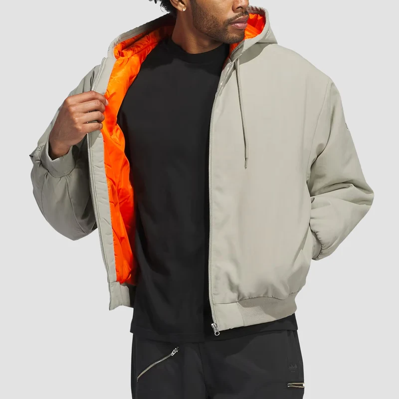 adidas Shmoofoil Nylon Canvas Jacket Silver Pebble/Collegiate Orange Large / Silver Pebble/Collegiate Orange