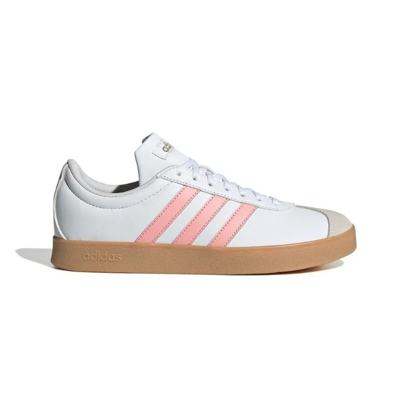 Tênis Adidas Casual VL Court Biqueira Camurça 34 / Branco-Rosa