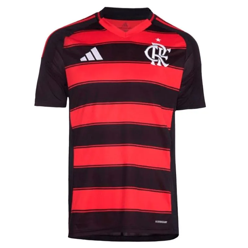 Camisa Oficial Flamengo I 25/26 Infantil Preto Vermelho 14 Adidas