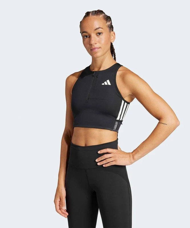 adidas Adizero Running Gel Pocket Crop Top Siyah / S