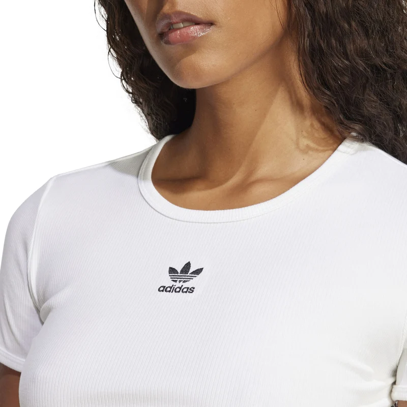 T-Shirt Donna Adidas Essentials Ribbed Bianco XS