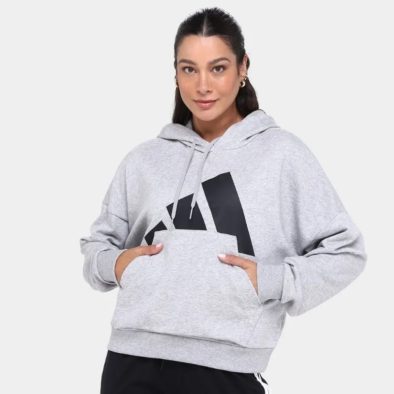 Moletom Adidas Com Capuz Feminino - Feminino - Cinza+Preto