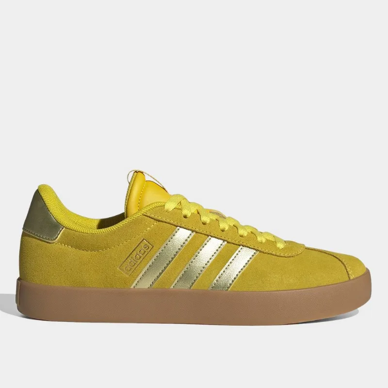 Tênis Couro Adidas Vl Court 3 0 Feminino - Feminino - Amarelo+Prata