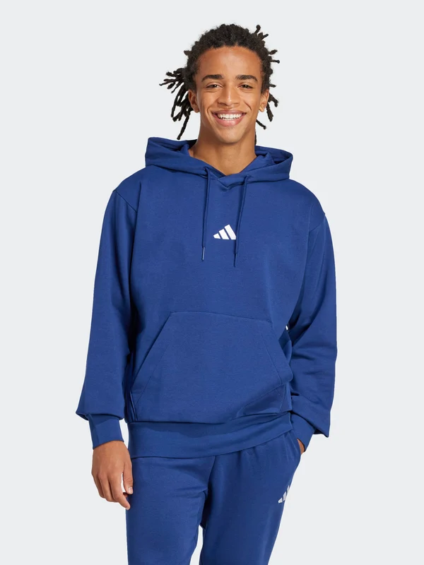 Essentials Feelcozy Fleece Hoodie BLU/WHT / S