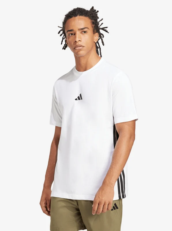 Essentials 3-Stripes Single Jersey T-Shirt WHT/BLK / XS