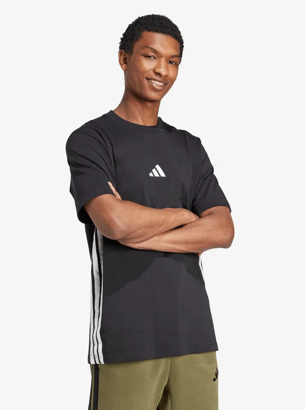 Essentials 3-Stripes Single Jersey T-Shirt BLK/WHT / L