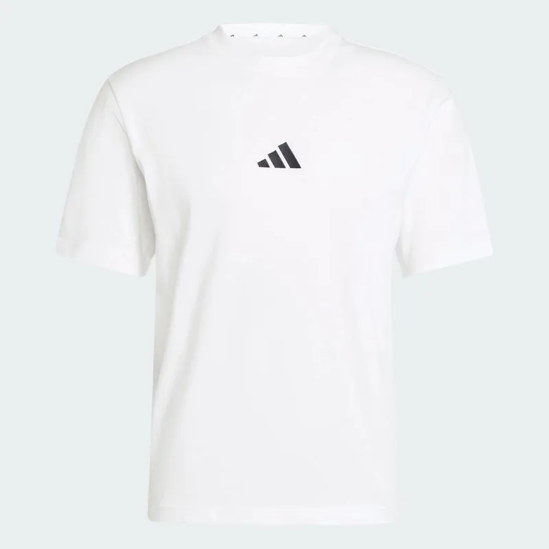 Camiseta Masculina Essentials com Logotipo Pequeno Adidas Branca, G