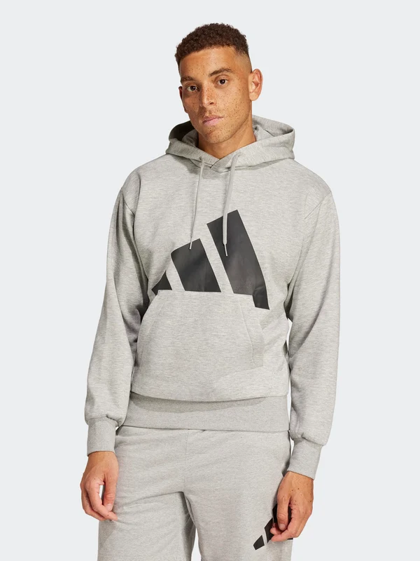 Essentials Big Logo Fleece Hoodie GRY/BLK / XS