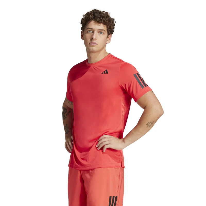 T-Shirt Tennis Uomo Adidas Club Climacool 3- Stripes Rosso S