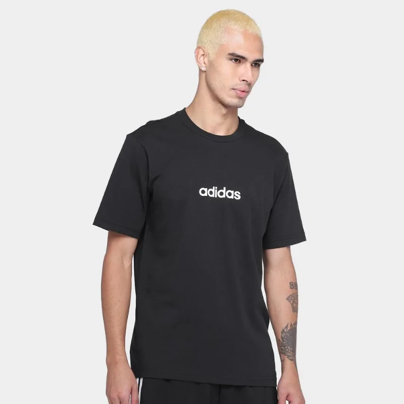 Camiseta Adidas Logo Linear Masculina - Masculino - Preto+Branco