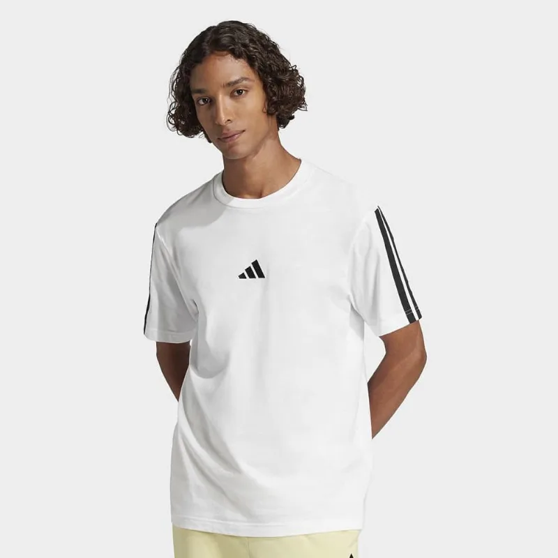 Camiseta Adidas Casual 3 Listras Masculina - Masculino - Branco+Preto