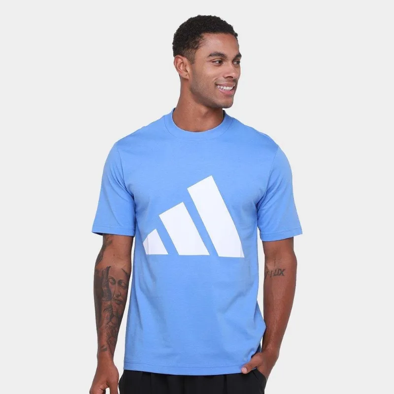 Camiseta Adidas Big Logo Masculina - Masculino - Azul Claro+Branco