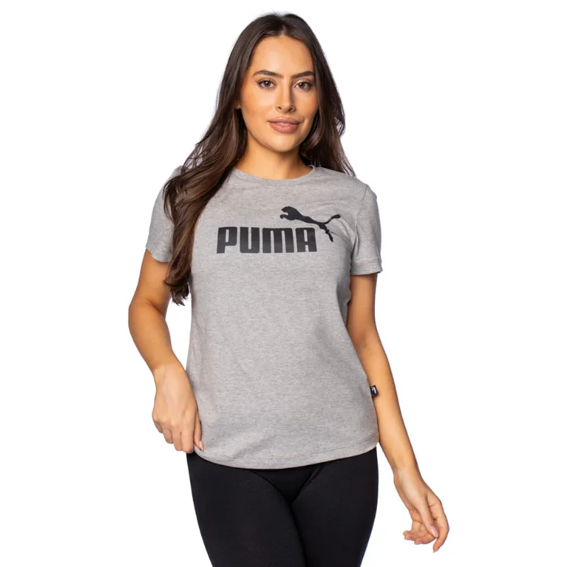 Camiseta Feminina Puma Logo Tee Cinza/Preto - M