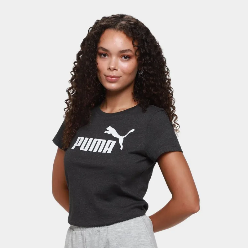 Camiseta Puma Logo N. 1 Feminina - Feminino - Cinza+Branco
