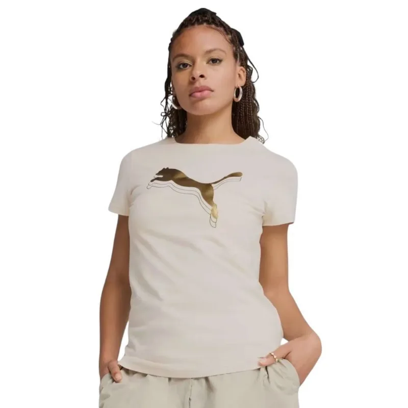 Camiseta Puma Essentials Metallic Feminina m / Branco