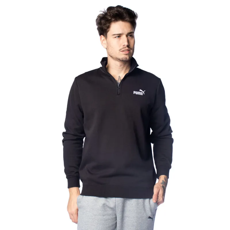 Moletom Masculino Puma Half-Zip Logo Gola Alta Preto - G
