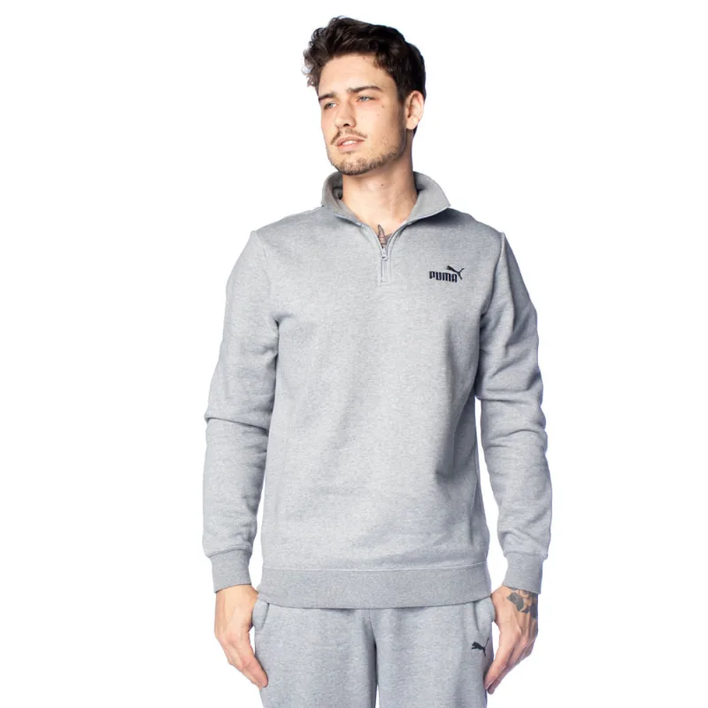 Moletom Masculino Puma Half-Zip Logo Gola Alta Cinza - GG