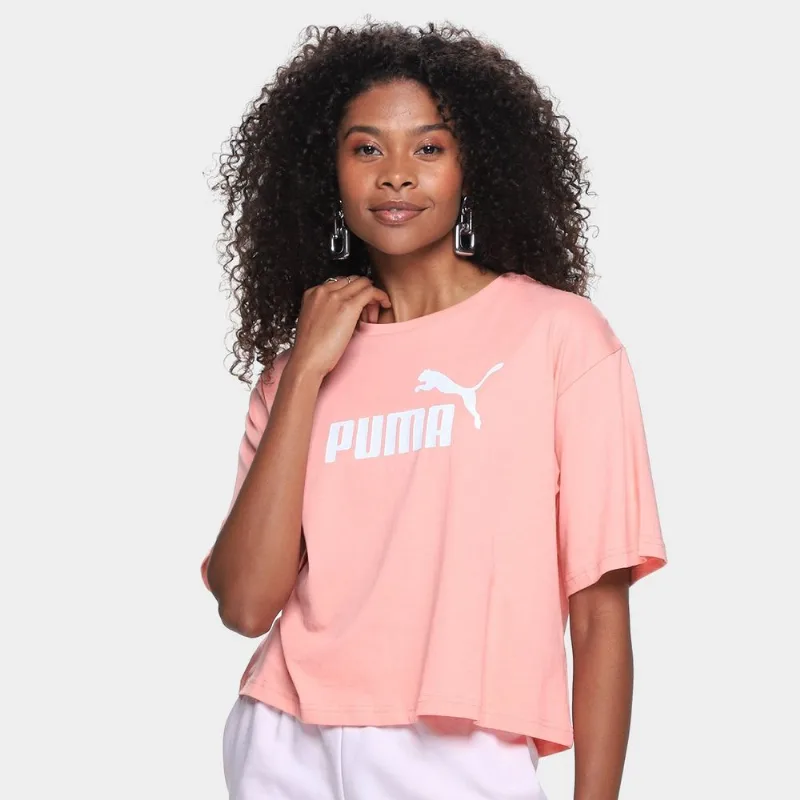 Camiseta Cropped Puma N.1 Logo Relaxed Feminina - Feminino - Rosa