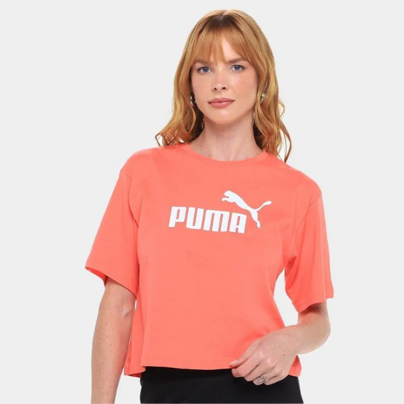 Camiseta Cropped Puma N.1 Logo Relaxed Feminina - Feminino - Coral