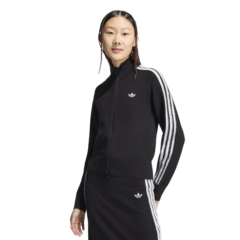 Felpa Donna Adidas Knitted Firebird Nero Bianco M