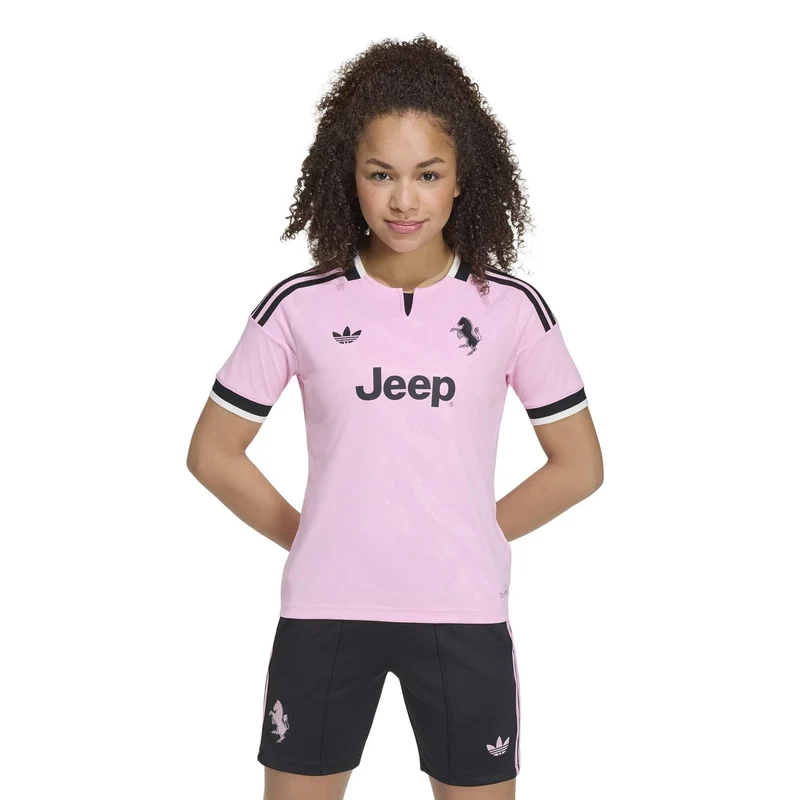 Maglia Calcio Bambino Adidas Away 26/27 Juventus Rosa Nero 15-16