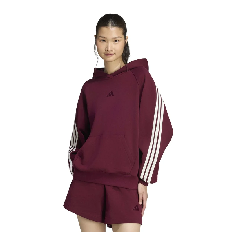 Felpa Donna Adidas Kit 3 Stripes Bordeaux Beige XS