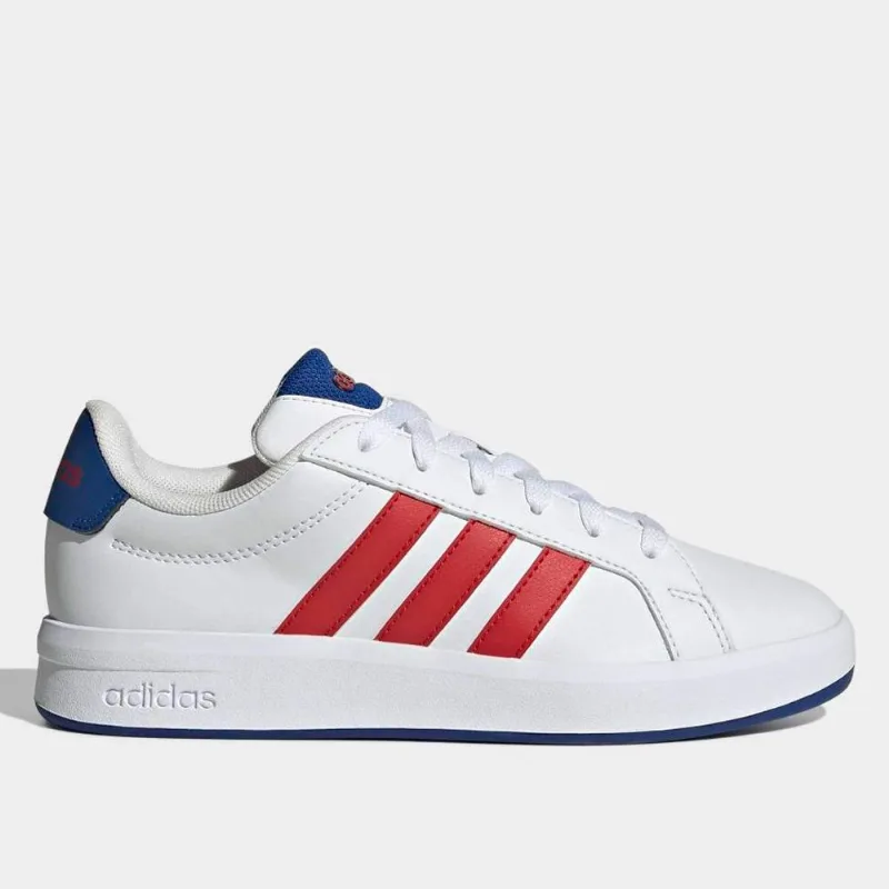 Tênis Infantil Adidas Grand Court 3.0 - Unissex - Branco+Azul Royal