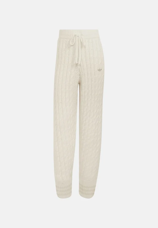 ADIDAS ORIGINALS Pantaloni KNIT FIREBIRD da donna in maglia a trecce bianca, caratterizzati da una texture lavorata e vita elasticizzata con coulisse S