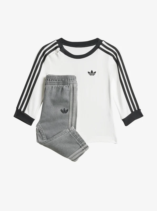 Denim Long Sleeve Set Infants WHT/BLK / 9-12M