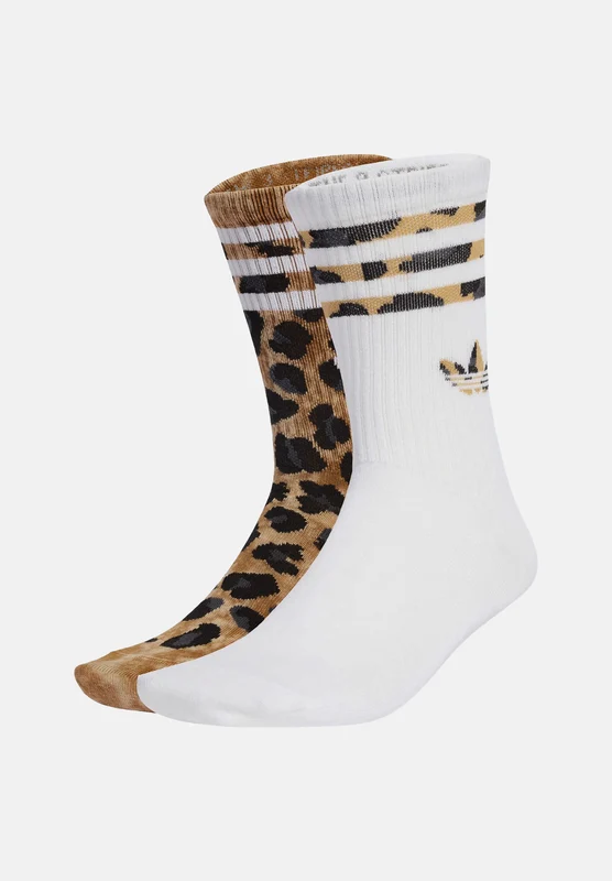 ADIDAS ORIGINALS Calzini 2 paia LEOPARD marrone e nero da donna con elementi animalier S