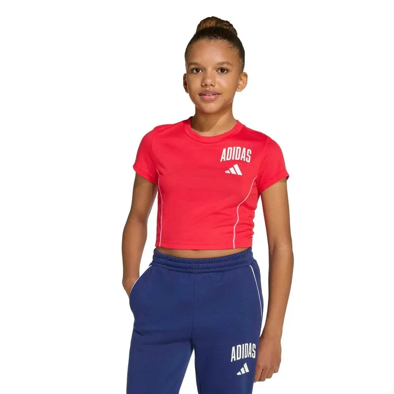 Camiseta Adidas Infantil Vermelha, 7-8 ANOS