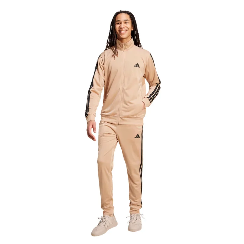 Conjunto Masculino Adidas 3 Stripes Malha Zíper Caqui/Preto - M