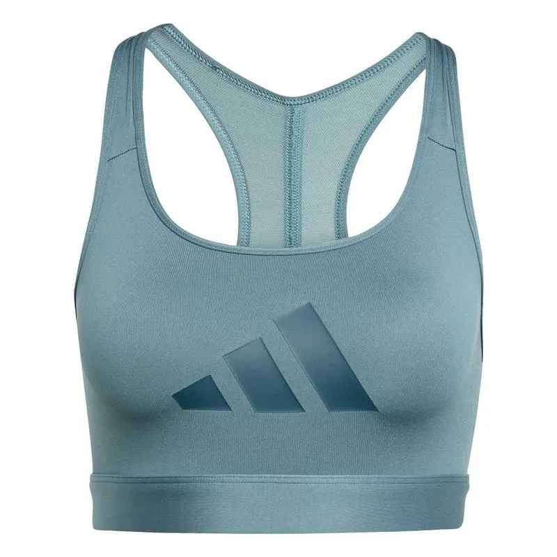 Top Esportivo Adidas Powerreact Big Logo Feminino Azul Petróleo 1P