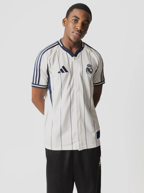 Real Madrid Baseball Shirt WHT/BLU / XL