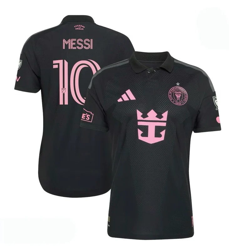 Inter Miami Adult 2026/27 Authentic Away Jersey w/ Messi Nameset plus side sponsors and star US XL